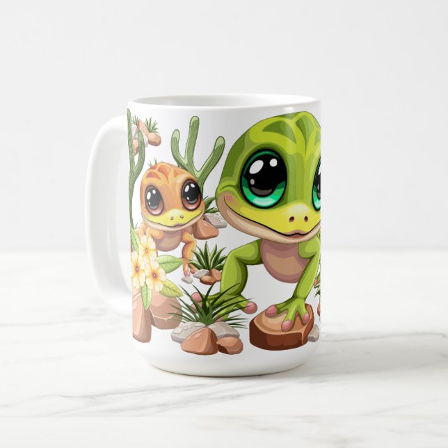 Baby Geckos Cute Cartoon Characters Coffee Mug (Front Left)