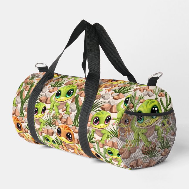 Baby Geckos Cute Cartoon Characters Duffle Bag (Right Corner)