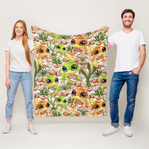 Baby Geckos Cute Cartoon Characters Fleece Blanket