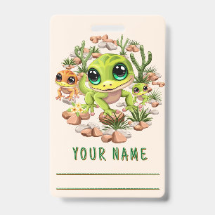 Baby Geckos Cute Cartoon Characters ID Badge