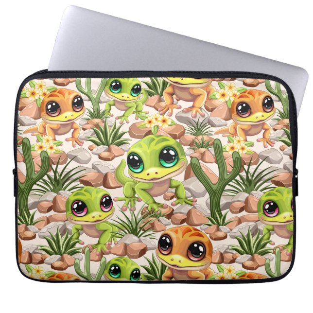 Baby Geckos Cute Cartoon Characters Laptop Sleeve (Front)