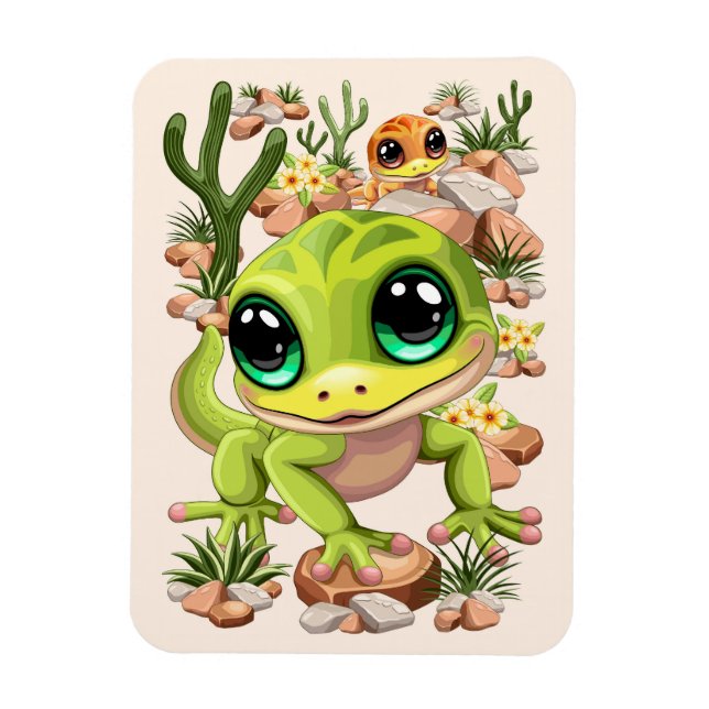 Baby Geckos Cute Cartoon Characters Magnet (Vertical)