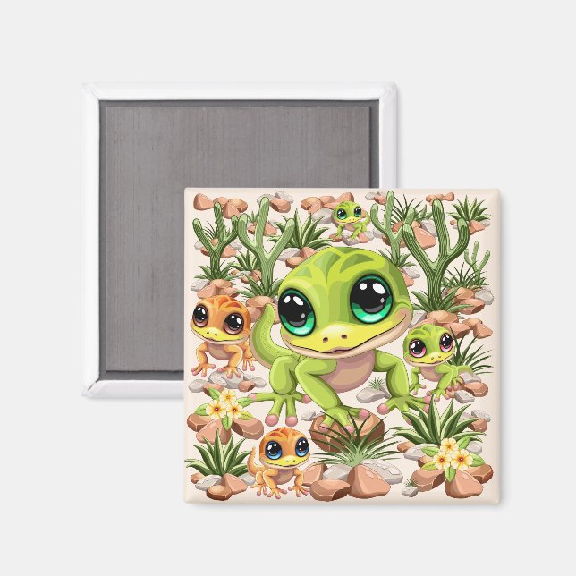 Baby Geckos Cute Cartoon Characters Magnet (Front/Back)