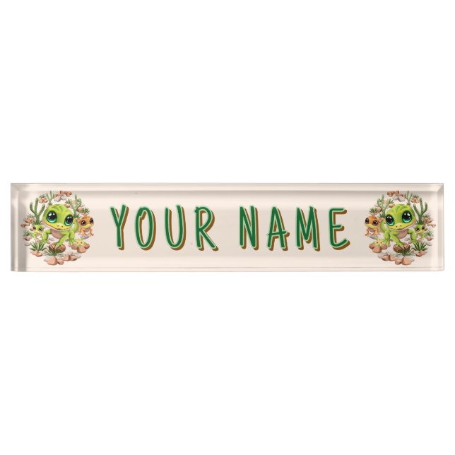 Baby Geckos Cute Cartoon Characters Nameplate (Front)
