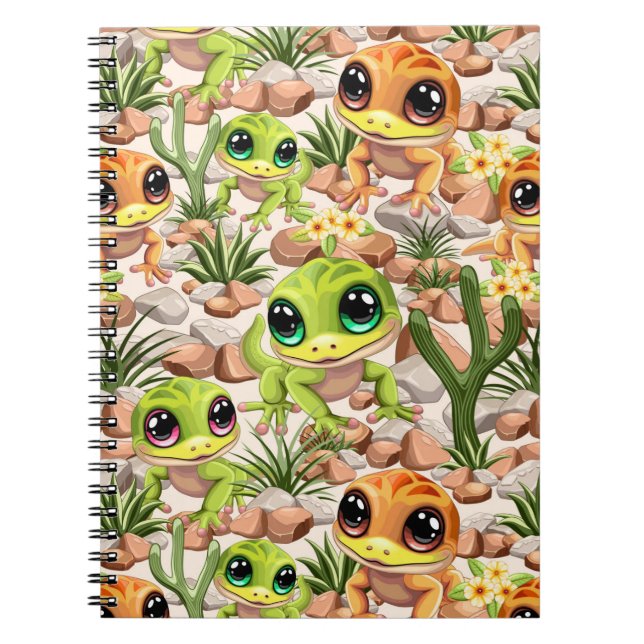 Baby Geckos Cute Cartoon Characters Notebook (Front)