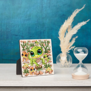Baby Geckos Cute Cartoon Characters Plaque