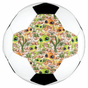 Baby Geckos Cute Cartoon Characters Soccer Ball