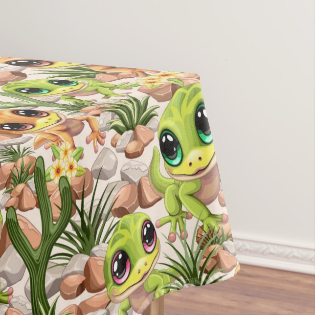 Baby Geckos Cute Cartoon Characters Tablecloth (In Situ)