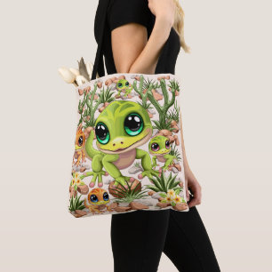 Baby Geckos Cute Cartoon Characters Tote Bag