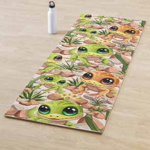 Baby Geckos Cute Cartoon Characters Yoga Mat