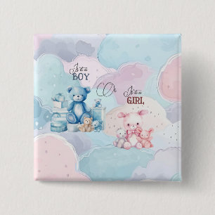 Baby Gender Reveal  15 Cm Square Badge