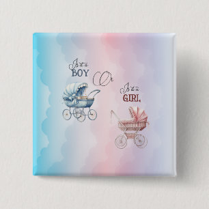 Baby Gender Reveal  15 Cm Square Badge