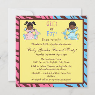 Baby Gender Reveal African American Babies Invitation