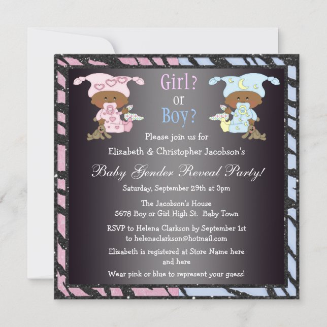 Baby Gender Reveal African American Babies Invitation (Front)