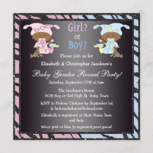 Baby Gender Reveal African American Babies Invitation