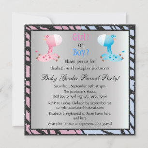 Baby Gender Reveal Animal Print & Giraffes Invitation
