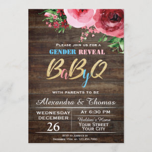 Baby Gender Reveal Baby Shower Invitation Floral