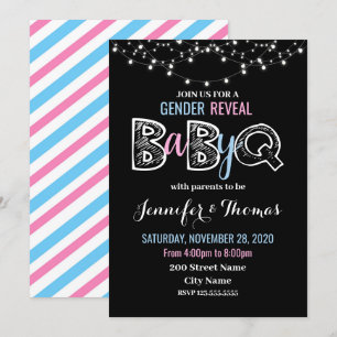 Baby Gender Reveal BaByQ Invitation