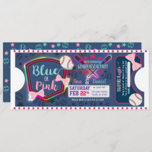 Baby gender reveal - Baseballs or Bows Invitation