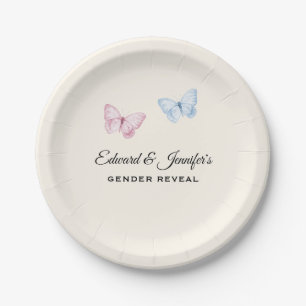 Baby Gender Reveal Butterflies 7-in  Paper Plate
