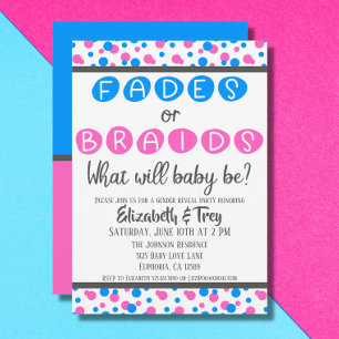 Baby Gender Reveal - Fades or Braids Invitation