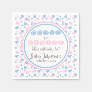 Baby Gender Reveal - Fades or Braids Napkins