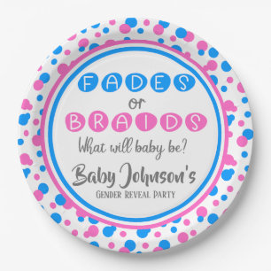 Baby Gender Reveal - Fades or Braids Napkins Paper Plate