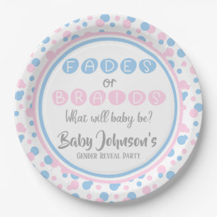 Baby Gender Reveal - Fades or Braids Napkins Paper Plate