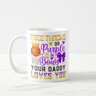 Baby Gender Reveal Free Throws Or Purple Bows Dadd Coffee Mug