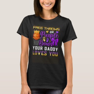 Baby Gender Reveal Free Throws or Purple Bows Dadd T-Shirt