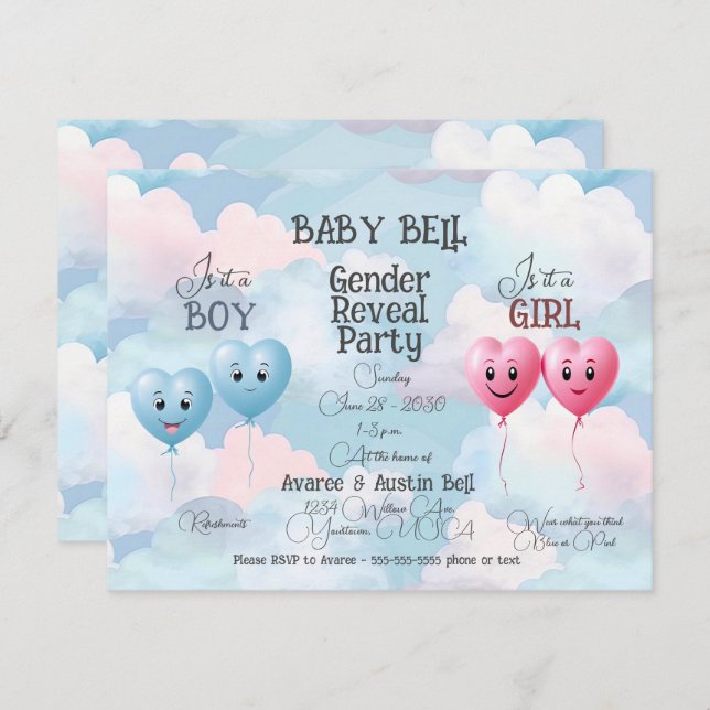 Baby Gender Reveal Invitation (Front/Back)