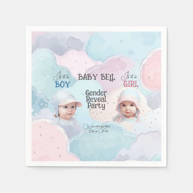 Baby Gender Reveal Invitation Napkin (Front)