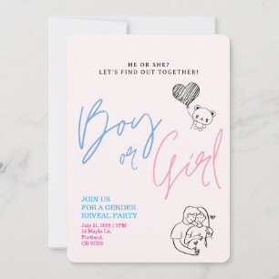 Baby Gender Reveal   Minimalist Invitation