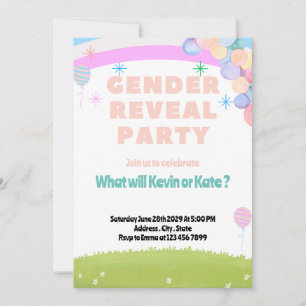 Baby Gender Reveal  Party Invitation