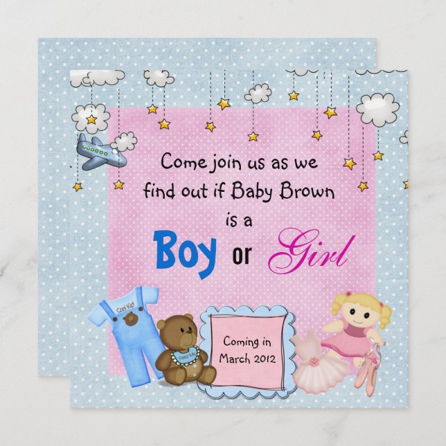 Baby Gender Reveal Party Invitation (Front/Back)