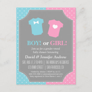 Baby Gender Reveal Party Polka Dots Invitation