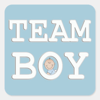 Baby Gender Reveal Party Sticker, Team Boy Square Sticker