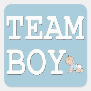 Baby Gender Reveal Party Sticker, Team Boy Square Sticker