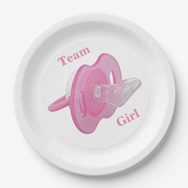 Baby Gender Reveal Party - Team Girl Paper Plate (Front)