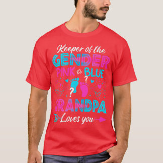 Baby Gender Reveal Shower Pink Or Blue Grandpa Lov T-Shirt