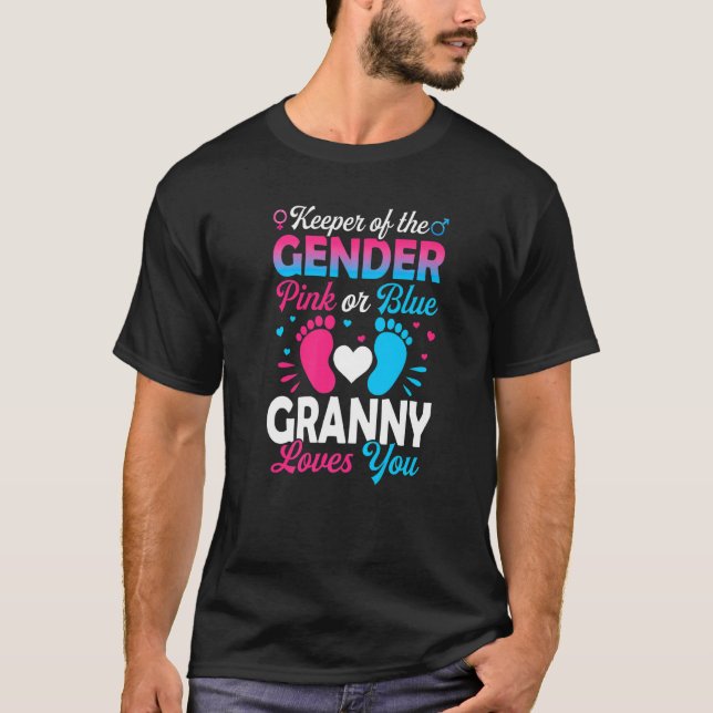 Baby Gender Reveal Shower Pink Or Blue Granny Love T-Shirt (Front)