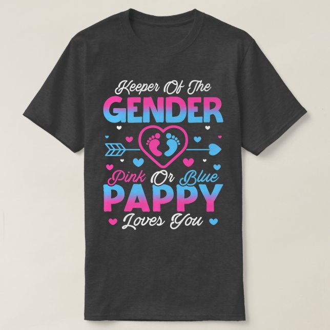 Baby Gender Reveal Shower Pink Or Blue Pappy Loves T-Shirt (Design Front)