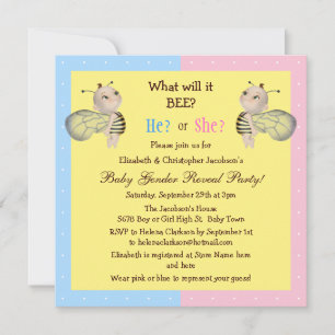 Baby Gender Reveal What Will it BEE? Honey Bees Invitation