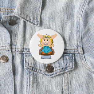 Baby Getting Haircut Funny Kids Barber Shop 7.5 Cm Round Badge