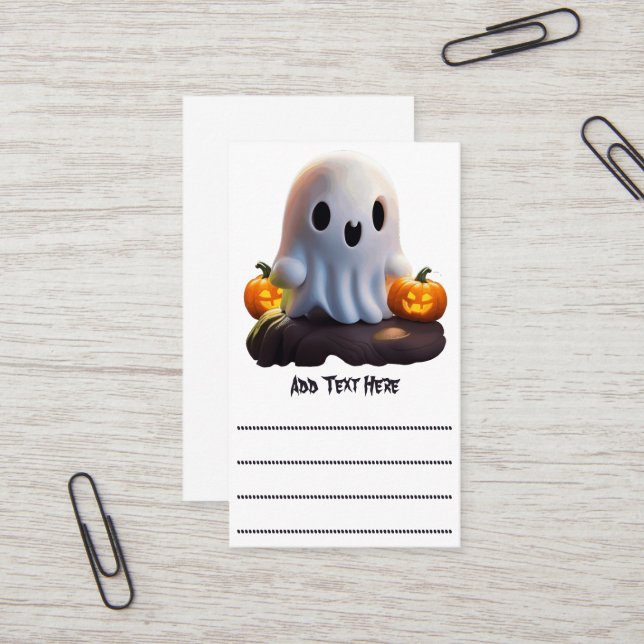 Baby Ghost Creepy Cute Halloween Character Business Card (Front/Back In Situ)
