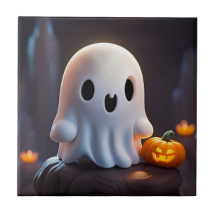 Baby Ghost Creepy Cute Halloween Character Ceramic Tile