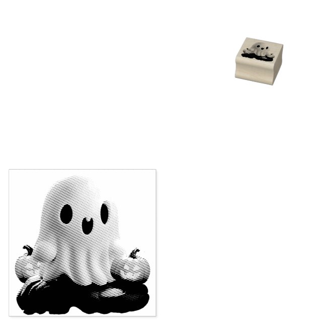 Baby Ghost Creepy Cute Halloween Character Rubber Stamp (Stamped)