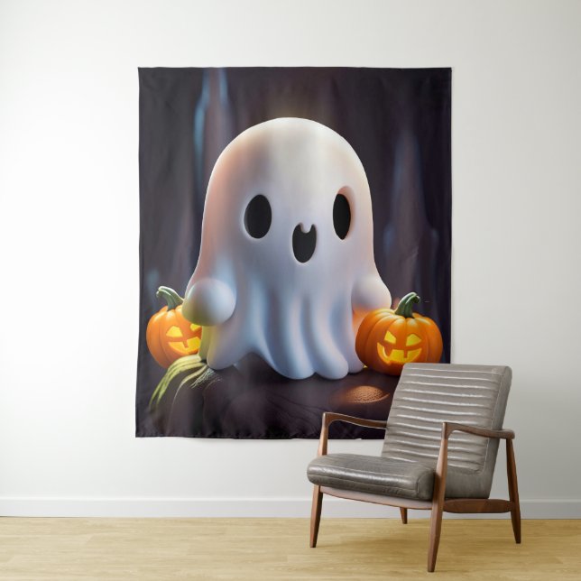 Baby Ghost Creepy Cute Halloween Character Tapestry (In Situ)