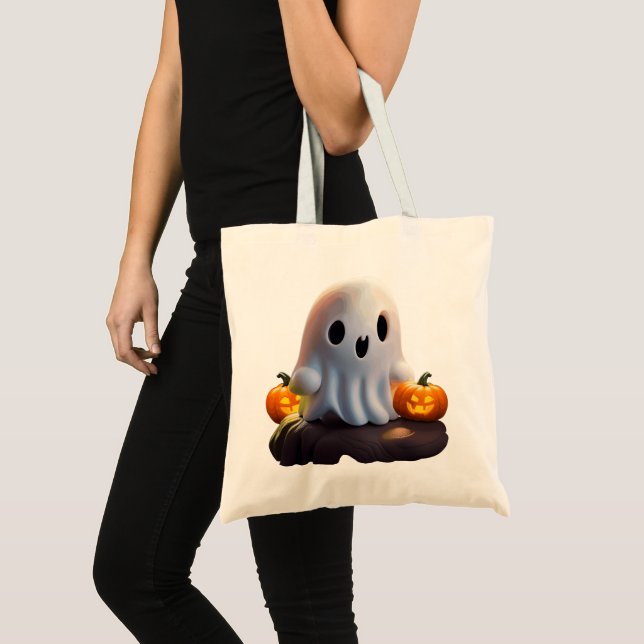 Baby Ghost Creepy Cute Halloween Character Tote Bag (Front (Product))