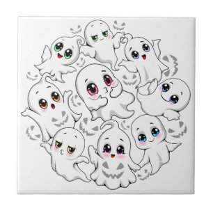 Baby Ghosts Spooky Cute Halloween Mood Ceramic Tile